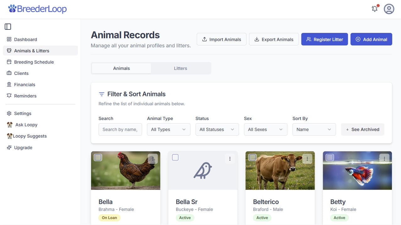 BreederLoop application screenshot 1
